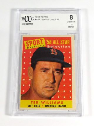 1958 Topps Ted Williams All Star 485 Red Sox Bccg 8 Da037607