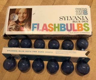 Vintage Sylvania Blue Dot Flashbulbs Press 25b 12pack Blue Bulbs Iob Nos