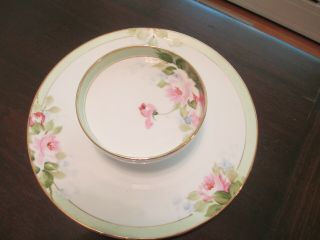 Vintage Hand Painted Nippon Two Tiered Serving Dish 9 1/2 " Diameter - Estate