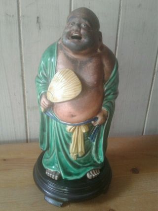 Vintage Japanese Kutani Happy Hotei Buddha Ceramic Figurine