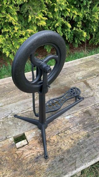 Fantastic Vintage Antique Cast Iron Foot Pedal Powered Wheel
