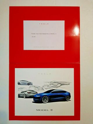 Tesla Model 3 Collectible Thank You Sketch Art Print From Elon Musk