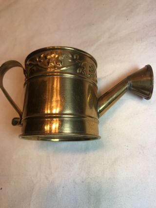 Vintage Hosley Usa Miniature Brass 2 3/4 " Decorative Watering Can Planter Hearts
