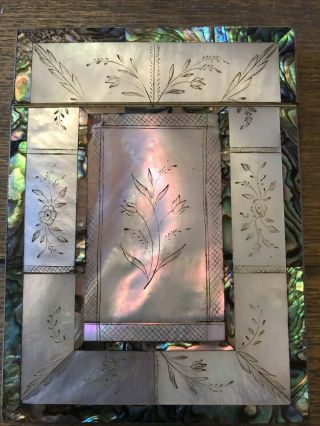 Victorian Card Case.  Mother Of Pearl And Abalone Shell.  C1850.  M