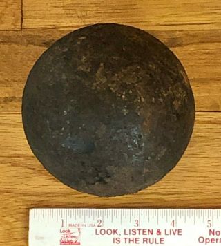 Antique Civil War Cannon Ball,  4 7/16 " Diameter,  7 8 Oz.