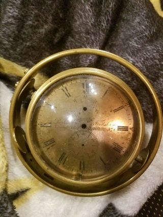 Antique All Brass Parkinson & Frodsham London Ships Chronometer Clock Case 878