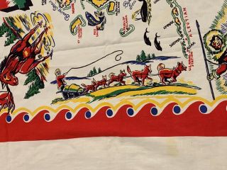 Vintage 1950 ' s Alaska State Souvenir Tablecloth 3