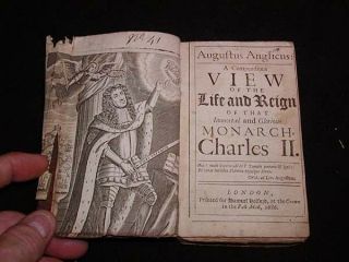Antique Book,  Printed 1686,  " View Of The Life And Reign Of Monarch Charles Ii "