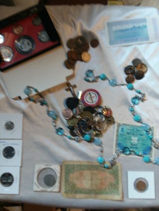 Vintage Junk Drawer: Old American And Foreign Coins,  Circulated And.