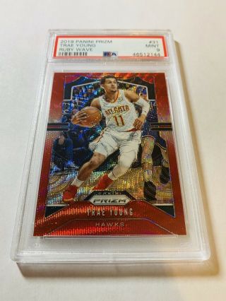 2019 - 20 Panini Prizm 31 Trae Young Ruby Wave Refractor Psa 9