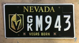 Nevada Vegas Golden Knights License Plate Gk M943 Hockey Nhl Cond