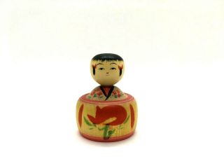 Vintage Small Kokeshi Ejiko Japanese Wooden Doll:sined Kobayashi Kotaro M14