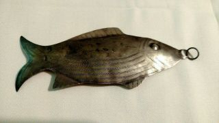Antique Trade Silver Fish - Native American Fur Trade Era Pendent