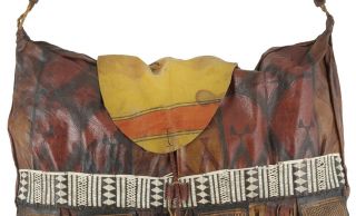 Old African Tuareg leather camel horse bag Niger Peul Fula art Sahara Desert 2