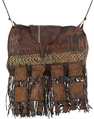 Old African Tuareg Leather Camel Bag From Niger Peul Fula Art