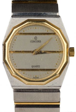 Vintage Ladies Concord Stainless Steel Gold Plated Octagonal Quartz Watch