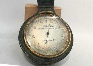 Antique Pocket Barometer Altimeter.  Gilded,  In Morocco Velvet Lined Case