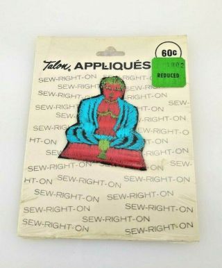 Sitting Buddha A7010 Talon Appliques Vintage 1971 Blue Red