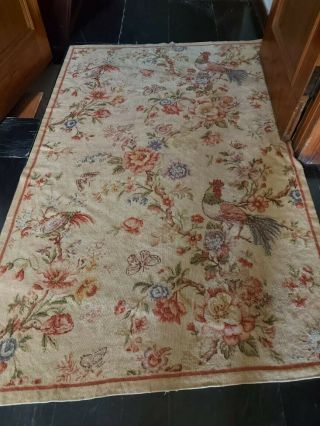Devine Vintage French Aubusson Rug/tapestry Hand Embroidered Size: 6 X 4 Feet