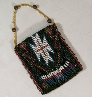 Ca1900 Native American Pit River Indian Tribes Loom Beaded Flap Bag / Pouch
