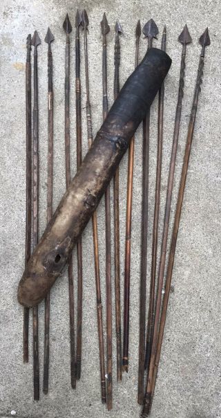 19th Century African Congo Tribal Quiver And Really Unusual Arrows