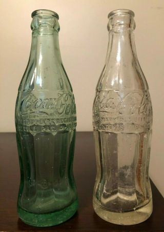 Set Of 2 Vintage Coca - Cola Coke Glass Bottles 6oz.  Mansfield,  Ohio (oh)