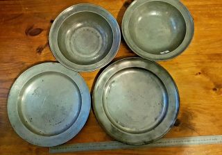Antique 18th Century German Pewter 2 Plates 2 Dishes/bowls Fein - Zinn Konigsberg