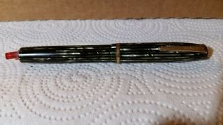 Vintage Green And Black Stripe Design Wearever Fountain Pen Missing The End Cap