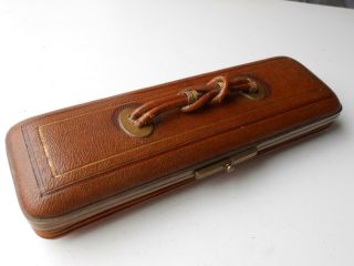 Quality Antique Leather Travelling Jewelry Jewellery Box Sewing C1880