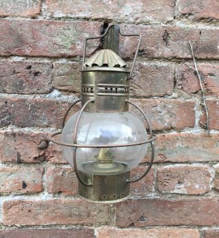 Large Vintage Brass Ships Onion Oil Lamp Lantern Light Wedge Hurricane
