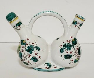 Vintage Perugia Italy Ceramic Oil & Vinegar Majolica Hand Painted Decorative
