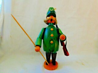 Vintage German Erzgebirge Expertic Wood Incense Smoker Hunter Man W/rifle & Pack