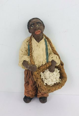 Vintage June McKenna 5” Figurine African American Americana Man Flat Back 1986 2