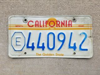Expired California Octagon E Exempt Sunset License Plate