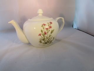 Vintage Bia Cordon Bleu White Botanical Design Ceramic Teapot 4 Cup Size