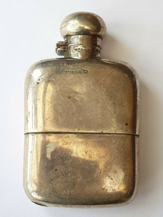 Antique Victorian - Solid Silver Hip Flask - Needs Small Repair - Sheffield - Circa 1896
