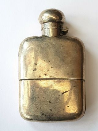 Antique Victorian - Solid Silver Hip Flask - Needs Small Repair - Sheffield - circa 1896 2