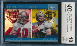 Drew Brees 2001 Topps Chrome Combos Refractor Bccg 10 Rookie Card Tc15 Bgs