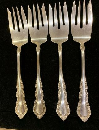 4 Georgian Rose Sterling Silver 6 1/4” Salad Forks By Reed And Barton 145grams