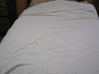 Vtg Sears White Cotton Chenille 88 X 100 Bedspread Cutter For Repair Or Crafts