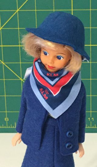 Vintage 1960s Klm Royal Dutch Airlines Stewardess Doll With Stand