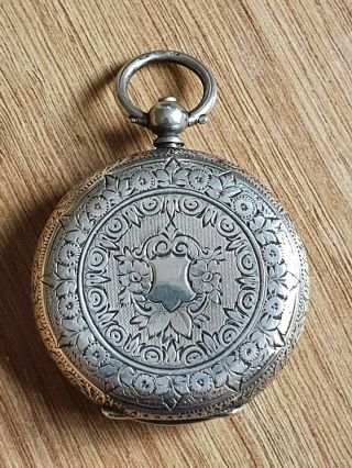 Swiss Antique Hallmarked Silver Pocket Watch 0.  935 3 Bears