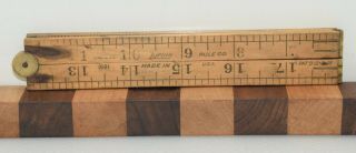 Vintage 24 " Lufkin No.  651 Boxwood & Brass 4 Fold Carpenters Rule (inv I764)
