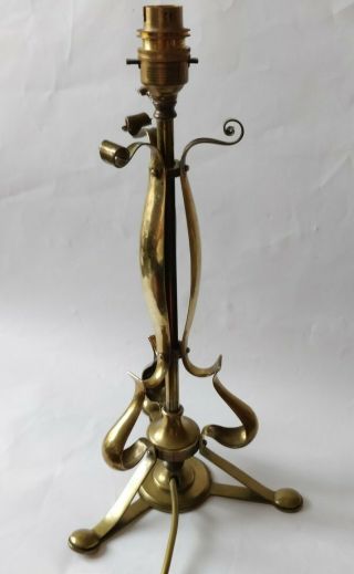 Arts & Crafts Brass Electric Table Light C.  1910 - W.  A.  S Benson Style