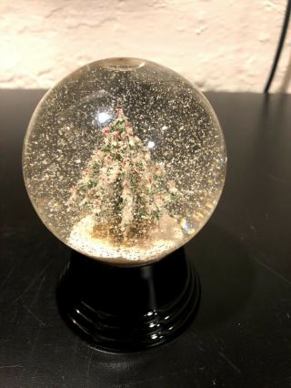 Vintage Christmas Tree With Candles Glass Snow Globe Made In Austria 4 1/4” Tall