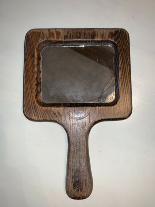 Vintage Handheld Wood Mirror