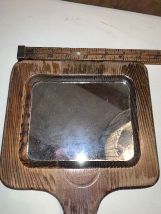 Vintage handheld Wood Mirror 2