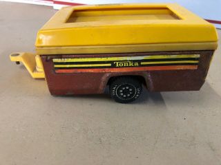 Vintage 1970 ' s TONKA Yellow PRESSED STEEL POP UP CAMPER TRAILER USA manufacture 2