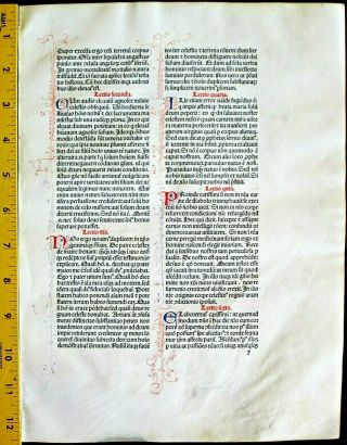 Extremely Rare Incunabula,  Breviary Leaf On Vellum,  Handpt.  Initials,  Jenson,  1478 X1
