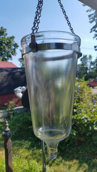 Antique Funeral Embalming Gravity Fed Glass Jar Percolator Bottle Cloche Bell 2